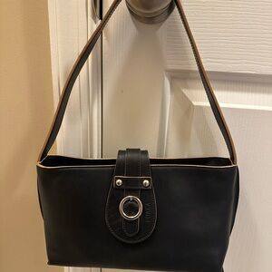 Furla Black and Tan Leather Shoulder Bag